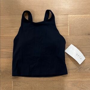 Athleta Navy High-Neck Crop Sports Tank